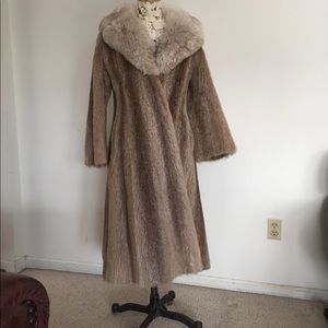 Vintage Light Brown Full Length Fur Coat - Petite